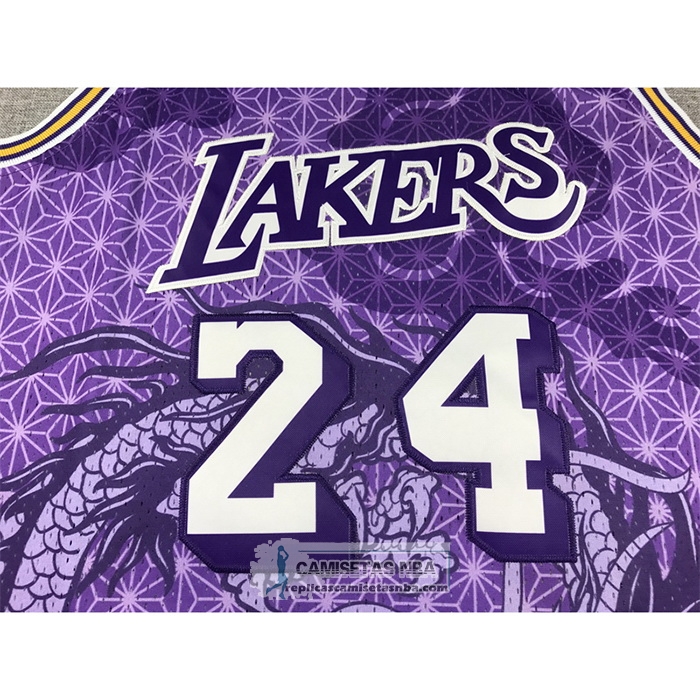 Camiseta Los Angeles Lakers Kobe Bryant NO 24 Asian Heritage Throwback 1996-97 Violeta